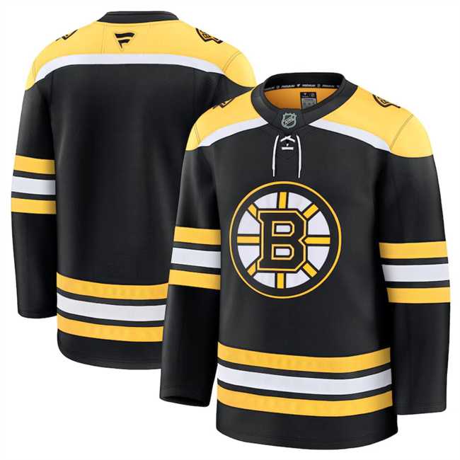 Mens Boston Bruins Blank Black 2024-25 Home Stitched Hockey Jersey Dzhi